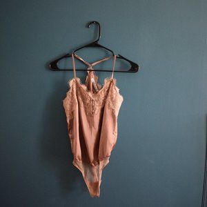 Tan Abercrombie and Fitch bodysuit